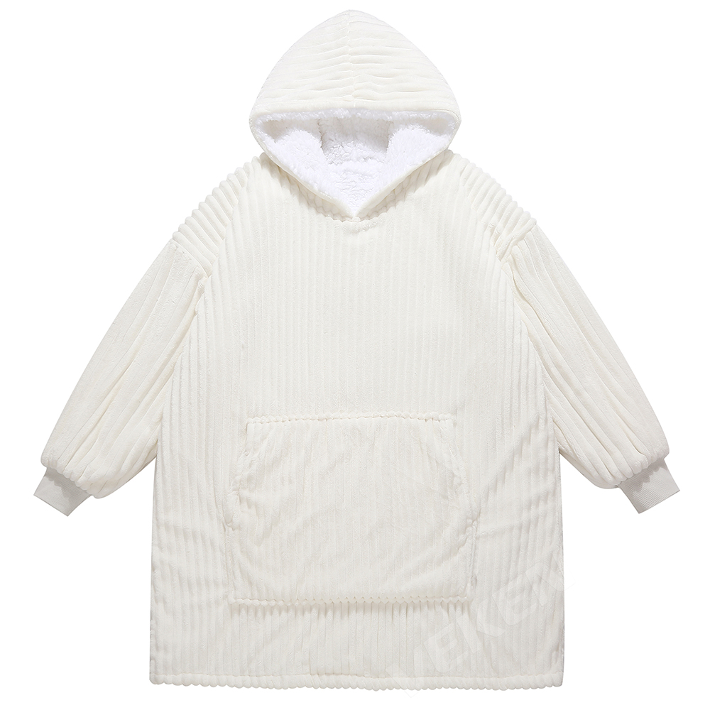 Solid Stripe Flannel Sherpa Wearable Blanket