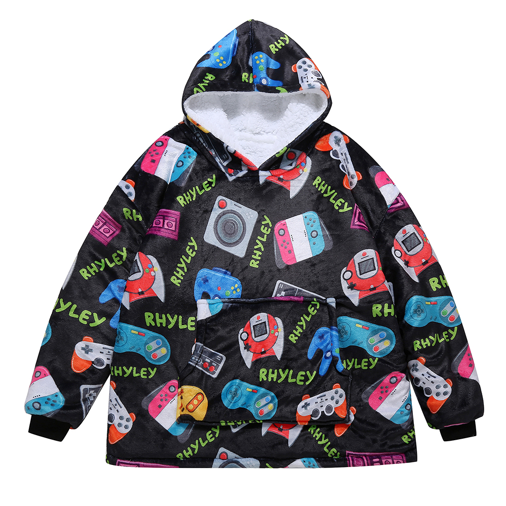 Printed Flannel Sherpa Wearable Blanket