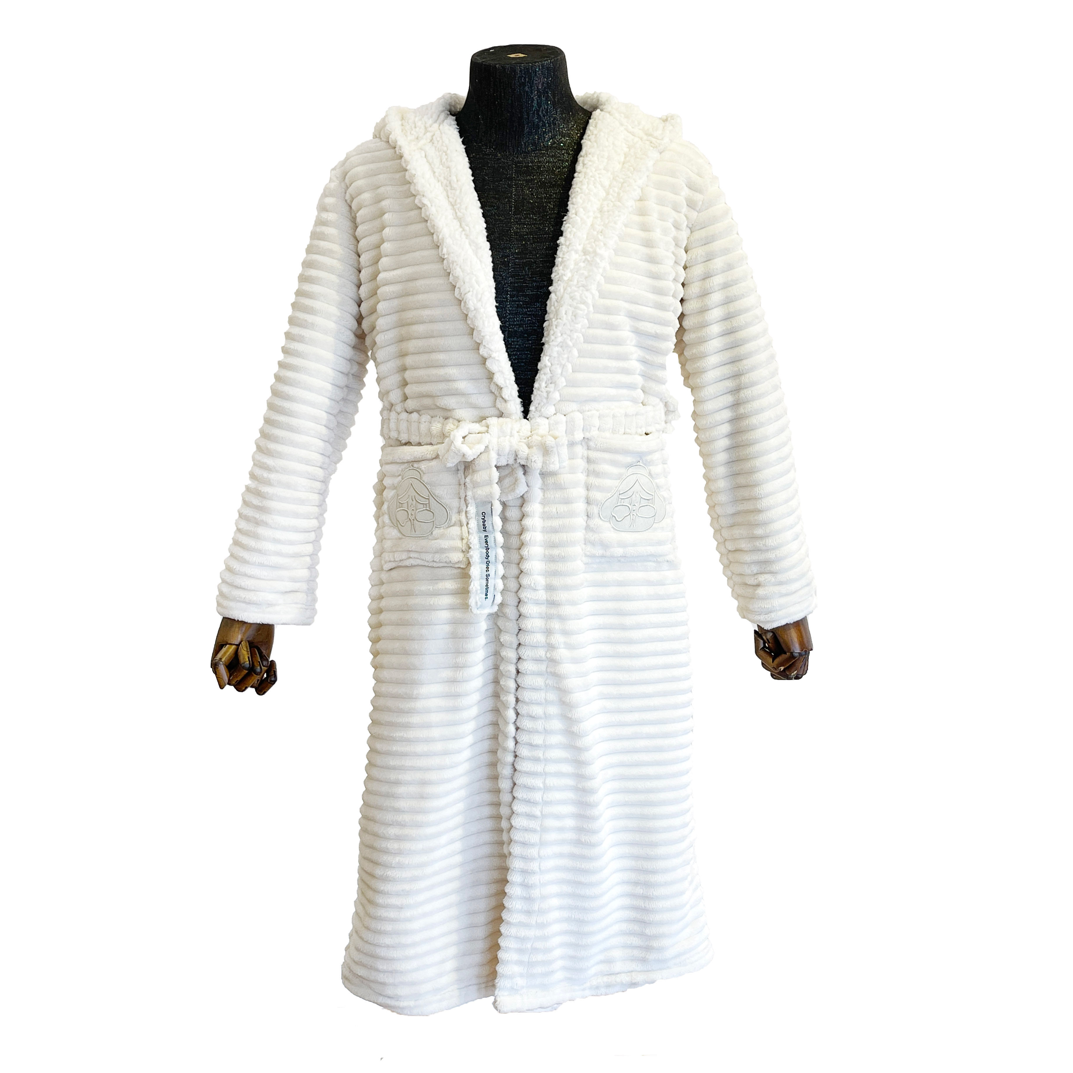 Solid Hooded Flannel Sherpa Bathrobe