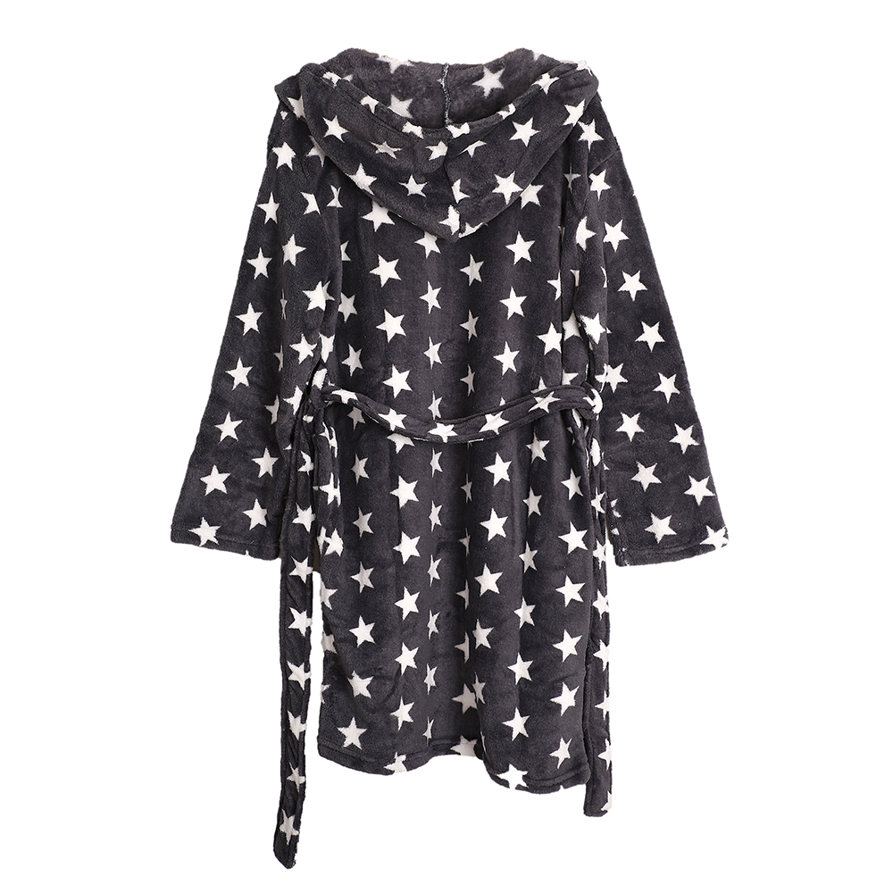 Printed Hooded Flannel Bathrobe