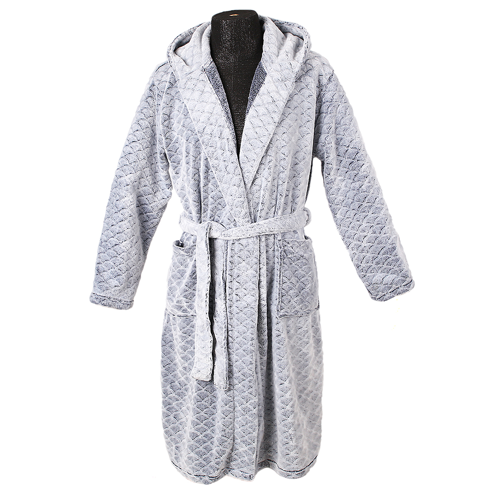 Solid Brushed Hooded Flannel Bathrobe