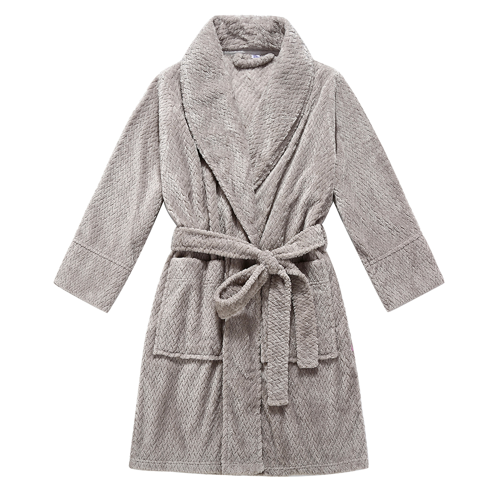 Solid Jacquard Flannel Bathrobe