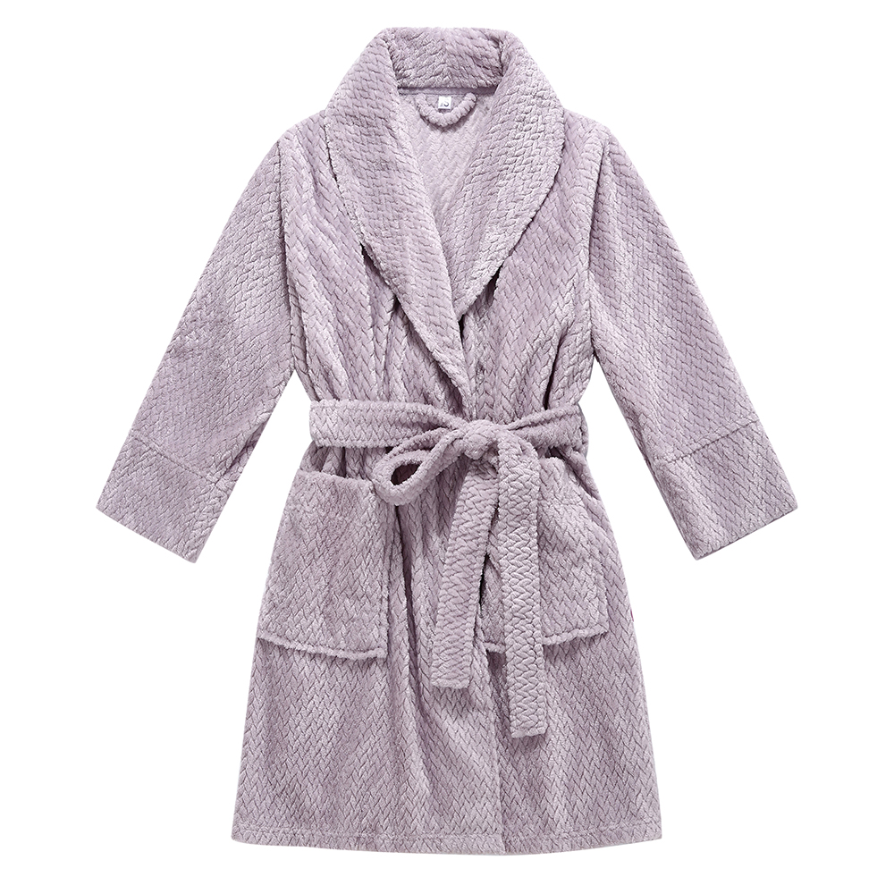 Solid Jacquard Flannel Bathrobe